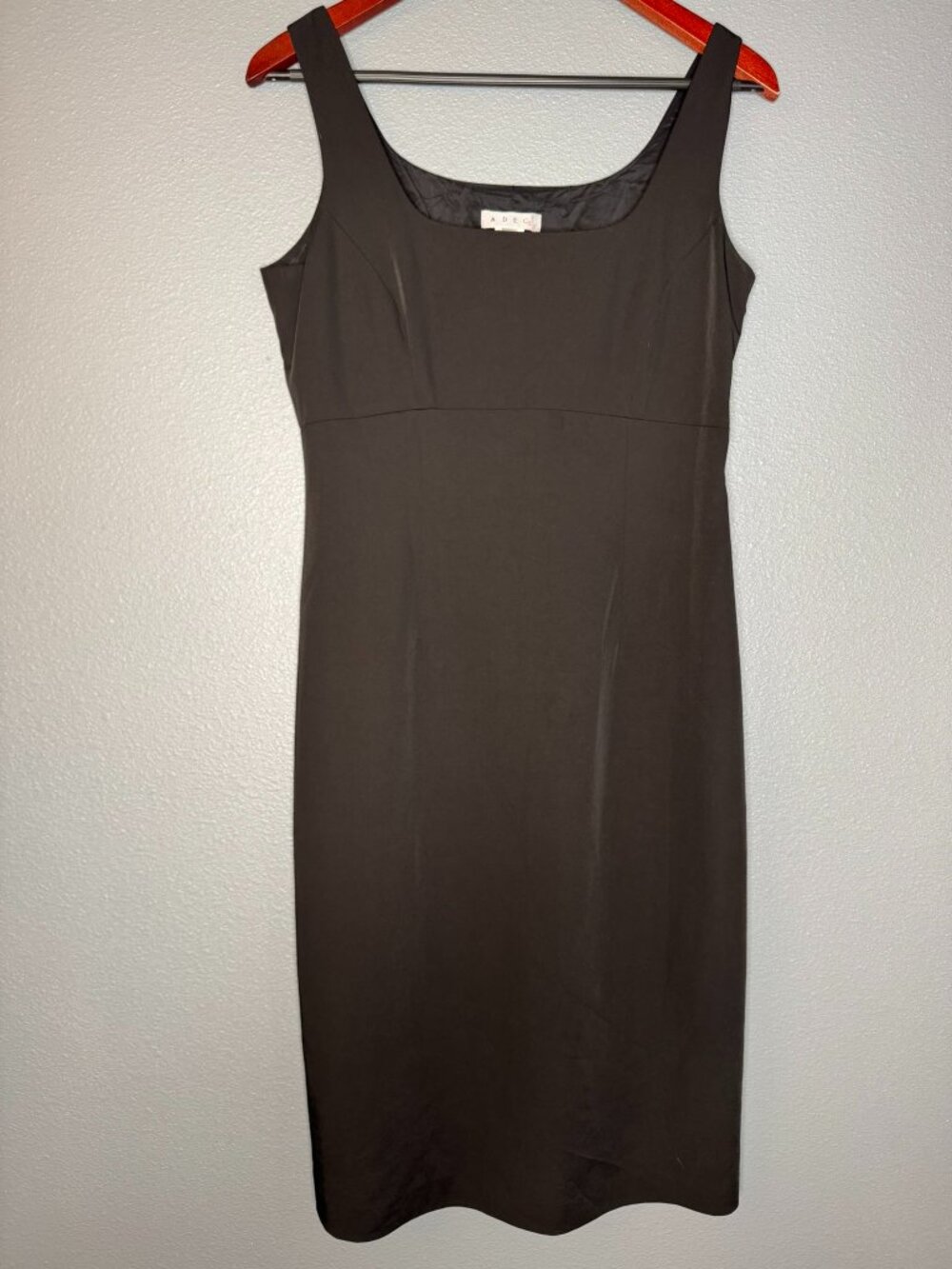 ADEC2 Philippe Adec Sheath Dress Stretch Size 6 Womens Black Square Neck Sleevel